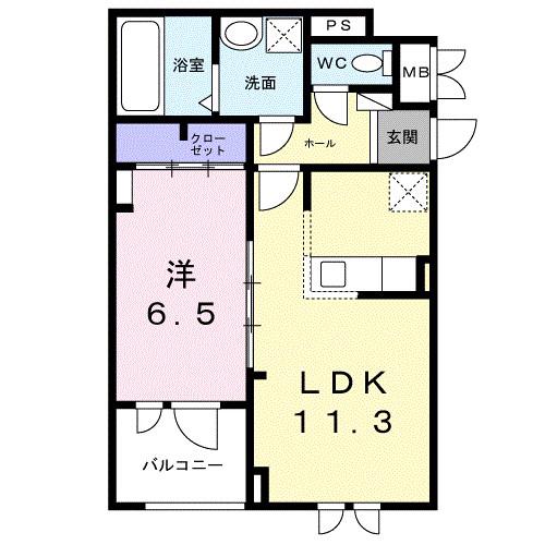 キャスロック北花田(1LDK/3階)の間取り写真