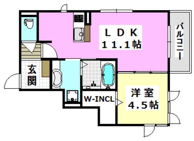 モンシェモワ(1LDK/2階)の間取り写真