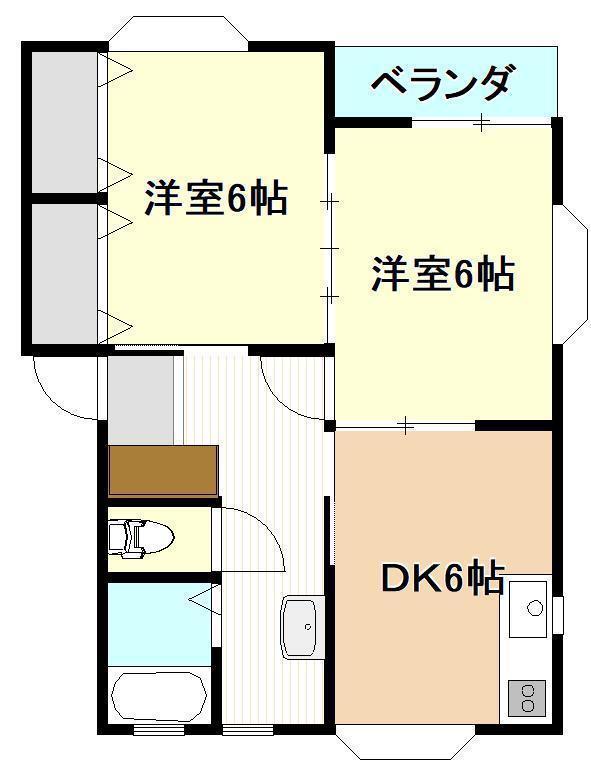 グランパズKII(2DK/1階)の間取り写真