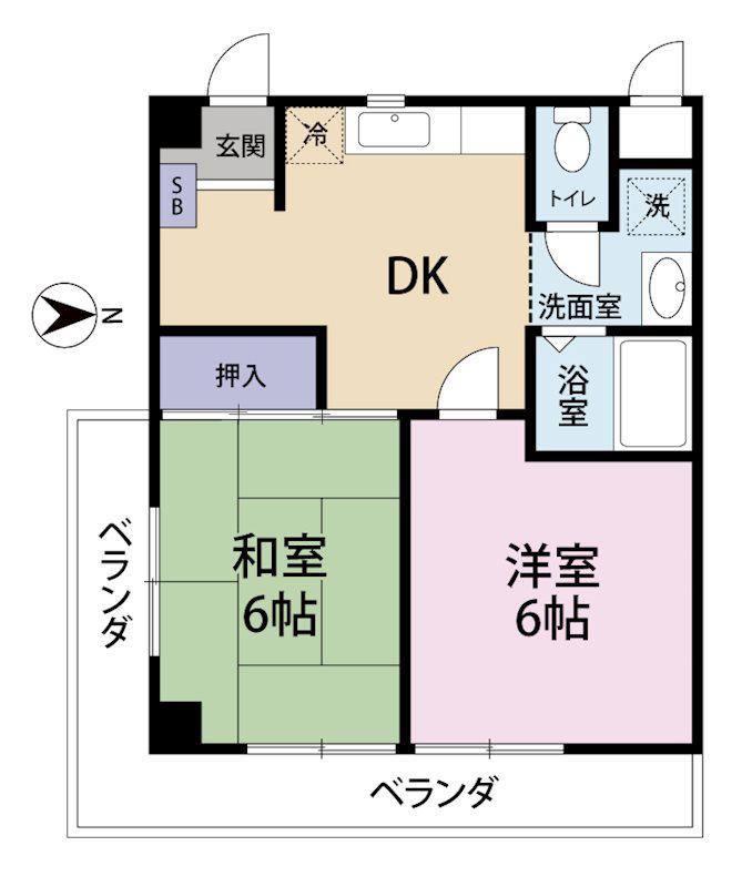 ミユキハイツ(2DK/2階)の間取り写真