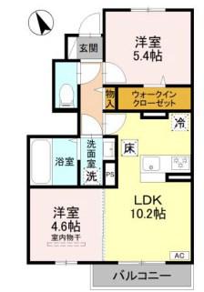 D-ROOM 天が岡(2LDK/1階)の間取り写真