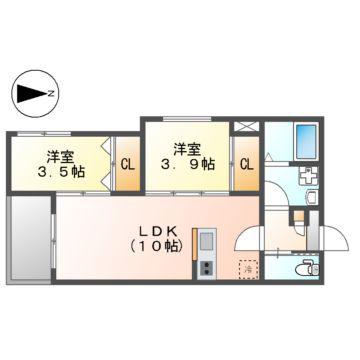 REVIVE矢田(2LDK/1階)の間取り写真