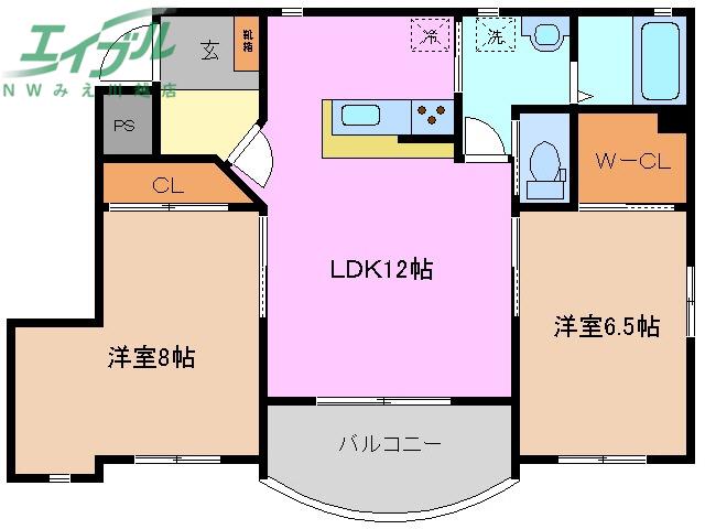グレイスヴィラII(2LDK/2階)の間取り写真
