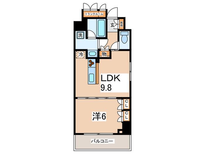 HF新横浜レジデンス(1LDK/3階)の間取り写真