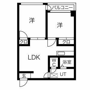 滝野川フラワーハイツ(2LDK/3階)の間取り写真