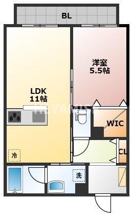 シャーメゾン上野(1LDK/3階)の間取り写真