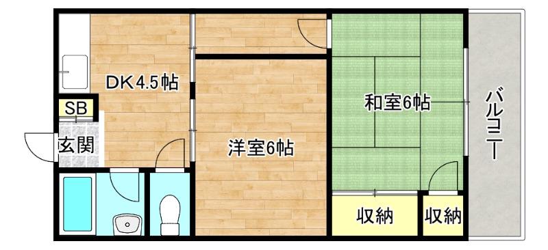 メゾン寿(2DK/2階)の間取り写真
