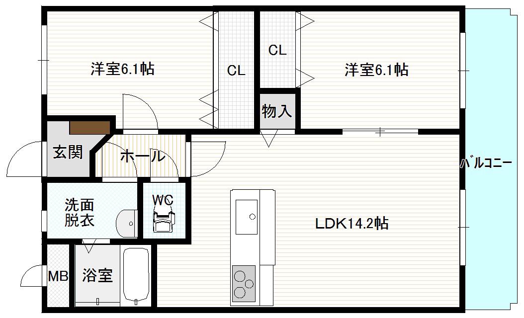 メゾンヴィサージュ 3(2LDK/2階)の間取り写真
