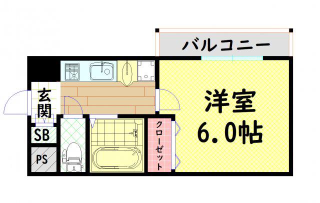 ラナップスクエア難波(1K/8階)の間取り写真