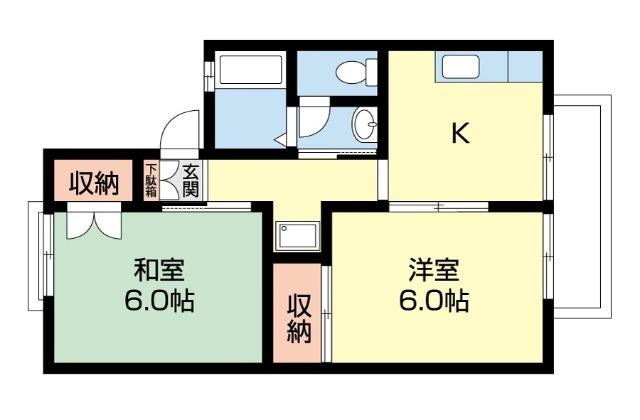 セジュール堀止(2K/2階)の間取り写真