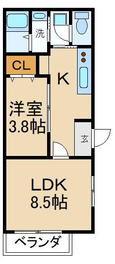 リテラス光善寺(1LDK/3階)の間取り写真