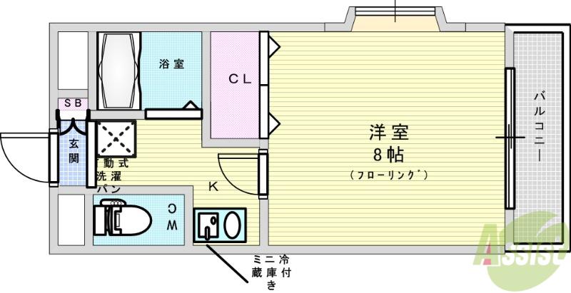 ソルフェリセス(ワンルーム/3階)の間取り写真