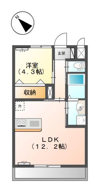 センターアイランド(1LDK/2階)の間取り写真