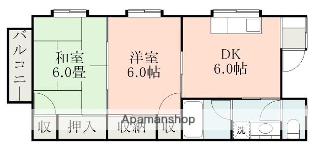 コーポ義(2DK/1階)の間取り写真