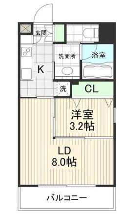 ウィンドシティ根岸(1LDK/5階)の間取り写真