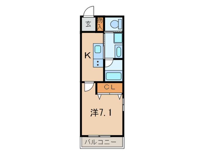プライムステイツ芦屋(1K/2階)の間取り写真