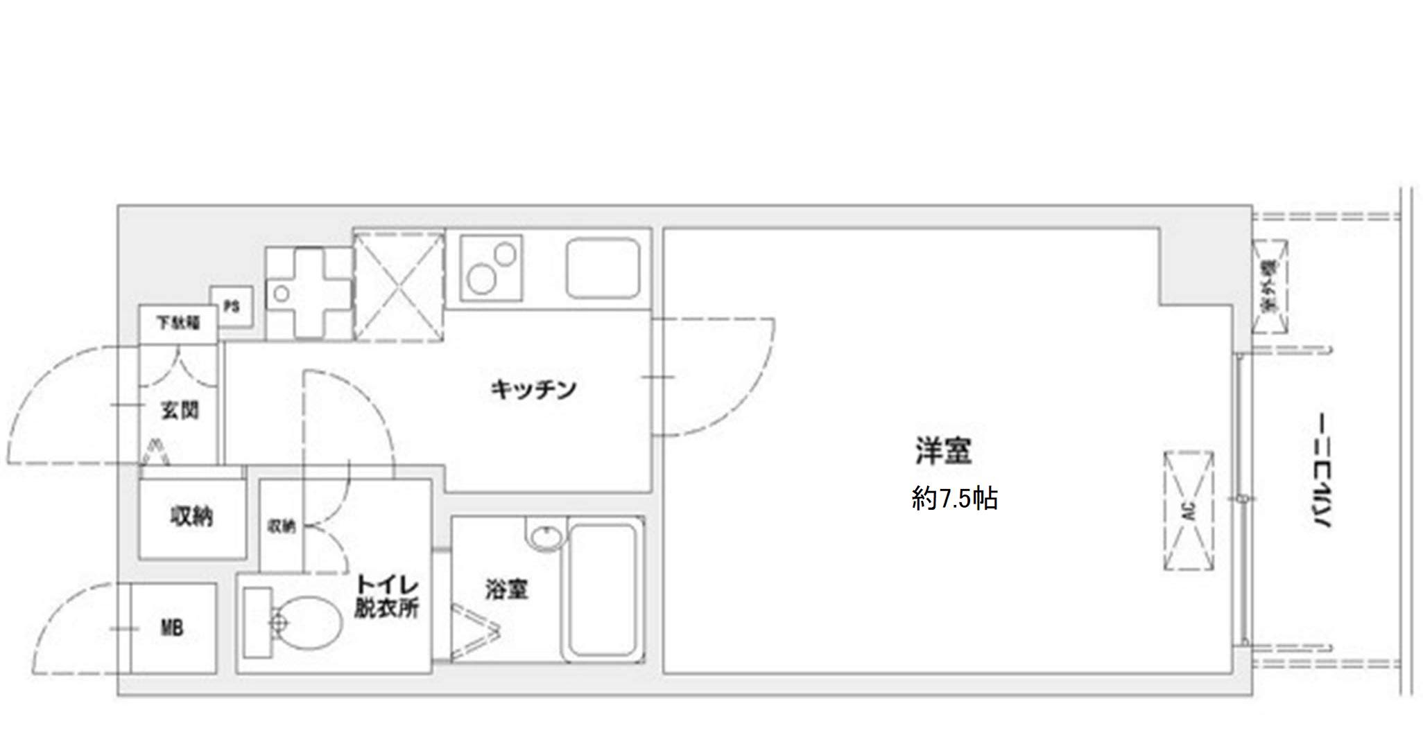 ルミナス浅草橋駅前(1K/3階)の間取り写真