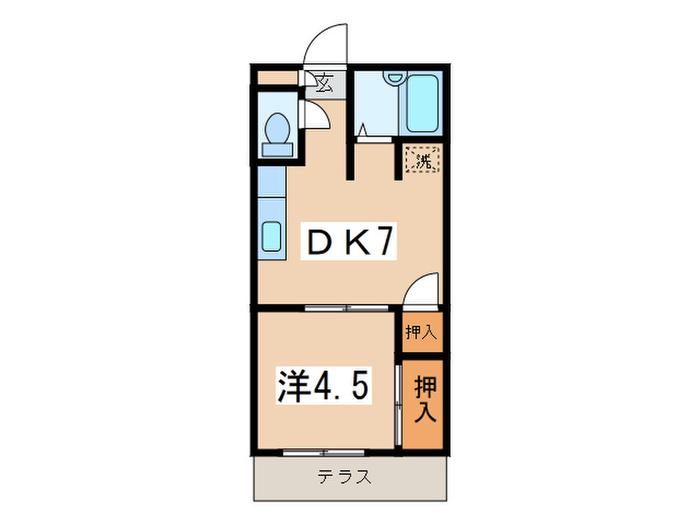 グランヒル湘南(1DK/1階)の間取り写真