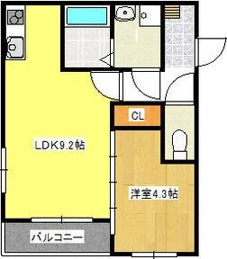 MOVE桜本町サウス(1LDK/3階)の間取り写真