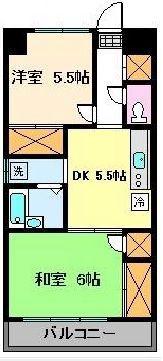 ゴールドマンション(2DK/2階)の間取り写真