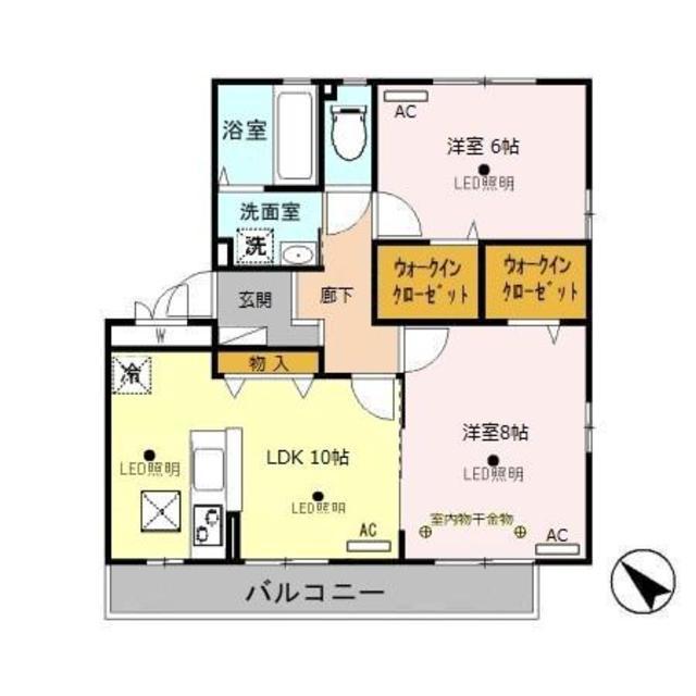 リビングタウン鍵山B(2LDK/1階)の間取り写真