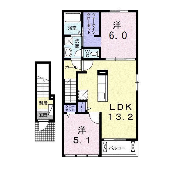 ディアコート I(2LDK/2階)の間取り写真