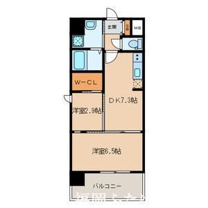 モダンパラッツォ姪浜AVENUE(2DK/8階)の間取り写真