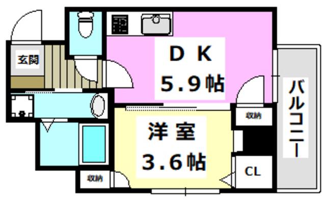 ライブガーデン千里丘東(1DK/3階)の間取り写真