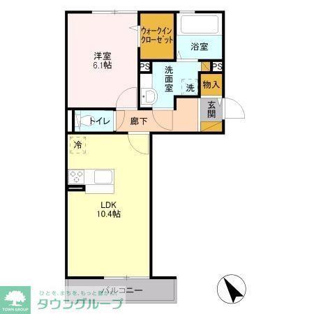 R.ザウバー(1LDK/1階)の間取り写真