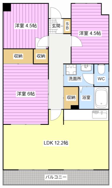 小名川ハイツ谷上II(3LDK/3階)の間取り写真