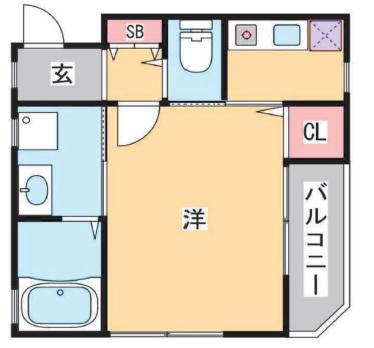 カリン蓮宮通(1K/2階)の間取り写真