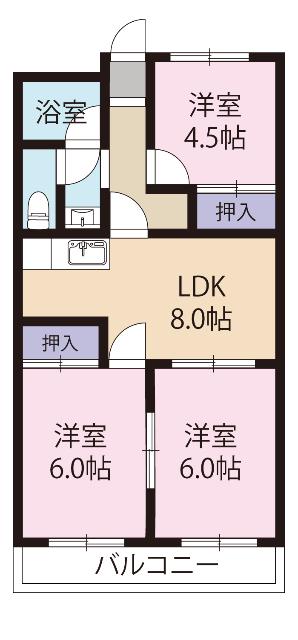 メゾン永田(3LDK/2階)の間取り写真