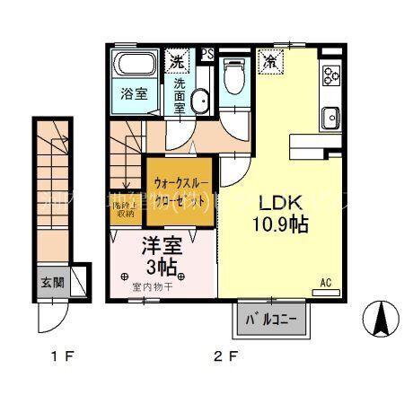 ウィット SW Ⅱ(1LDK/2階)の間取り写真