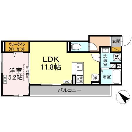 D-SOLACE新千葉3丁目(1LDK/3階)の間取り写真