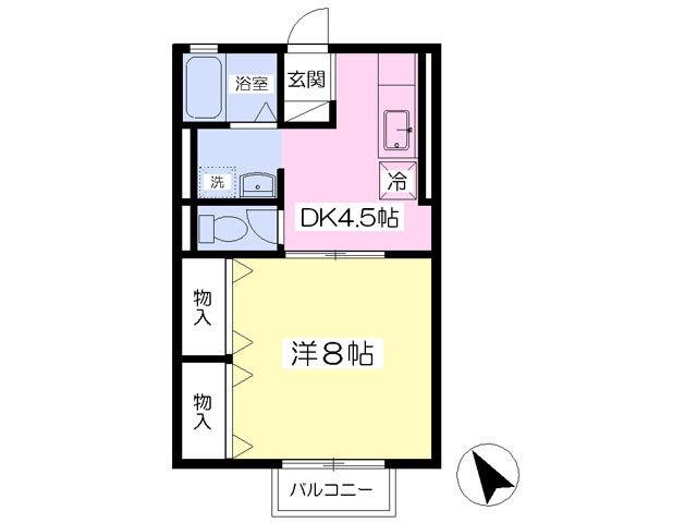 グランドヴェール(1DK/2階)の間取り写真