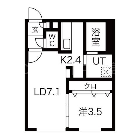 ウェルノント(1LDK/1階)の間取り写真
