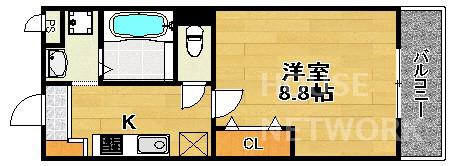 GRANDIR西院(1K/3階)の間取り写真