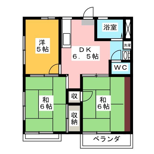 メゾンベルデュールA(3DK/1階)の間取り写真