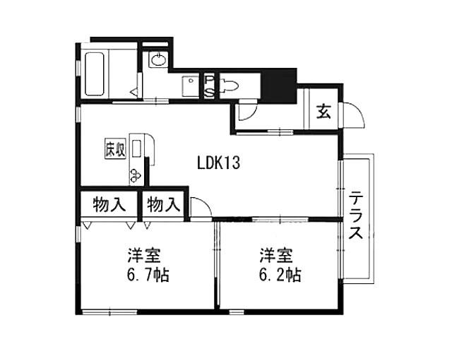 モンメゾン(2LDK/1階)の間取り写真