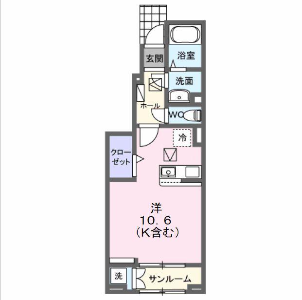 フェニックス II(ワンルーム/1階)の間取り写真