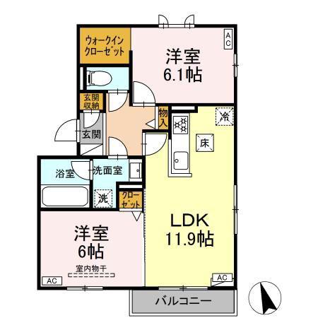 SHYMPATHIQUE(2LDK/1階)の間取り写真