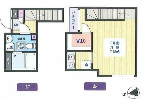 蓼科荘(1K/2階)の間取り写真