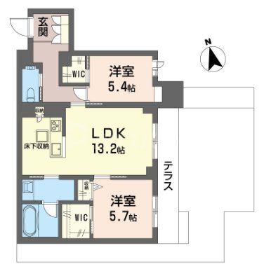 クレスティーク(2LDK/1階)の間取り写真