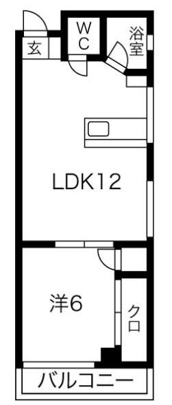 ハウシェル高針(1LDK/3階)の間取り写真