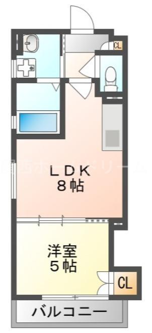 ラモーナ野里町(1LDK/2階)の間取り写真