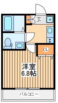スカイテラス西谷(1K/3階)の間取り写真