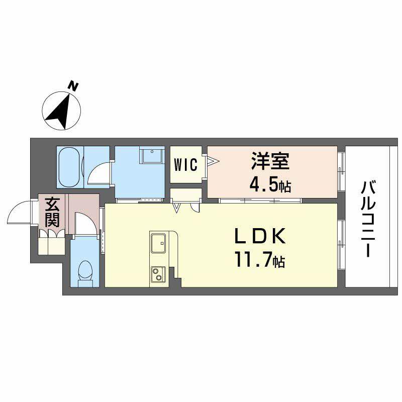 リアルエステート東原タワー(1LDK/4階)の間取り写真