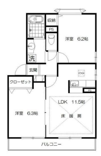 ミルフォーレ(2LDK/1階)の間取り写真