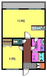 リアン ペルル(1LDK/3階)の間取り写真