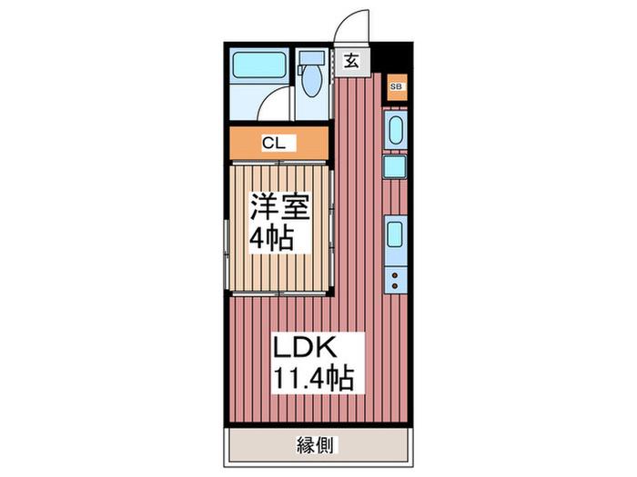 THE ORCHARD YAHATA B棟(1LDK/1階)の間取り写真